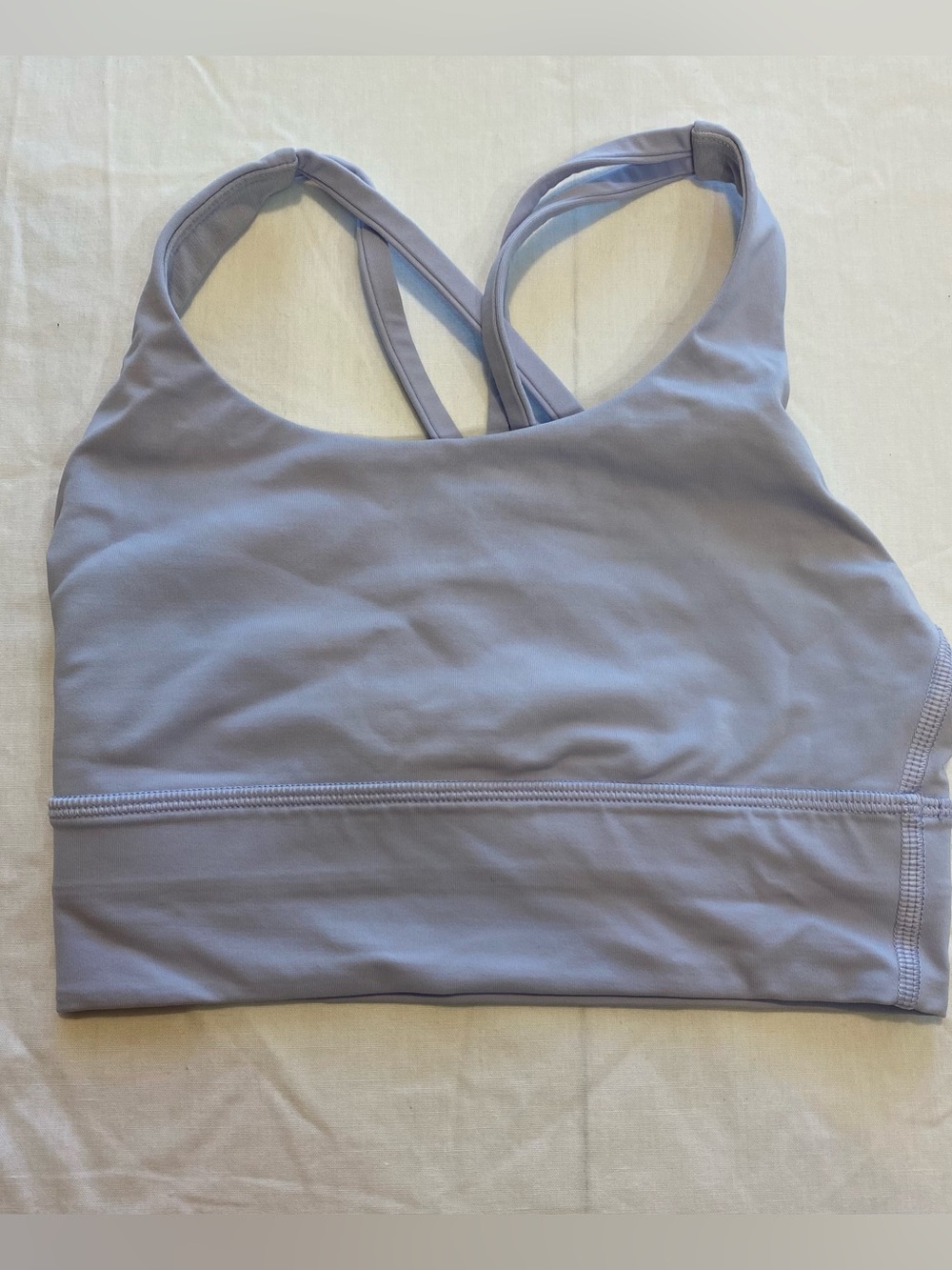 Lululemon Energy Bra Longline Womens 2 Blue Lavender Strappy Back Medium Support
